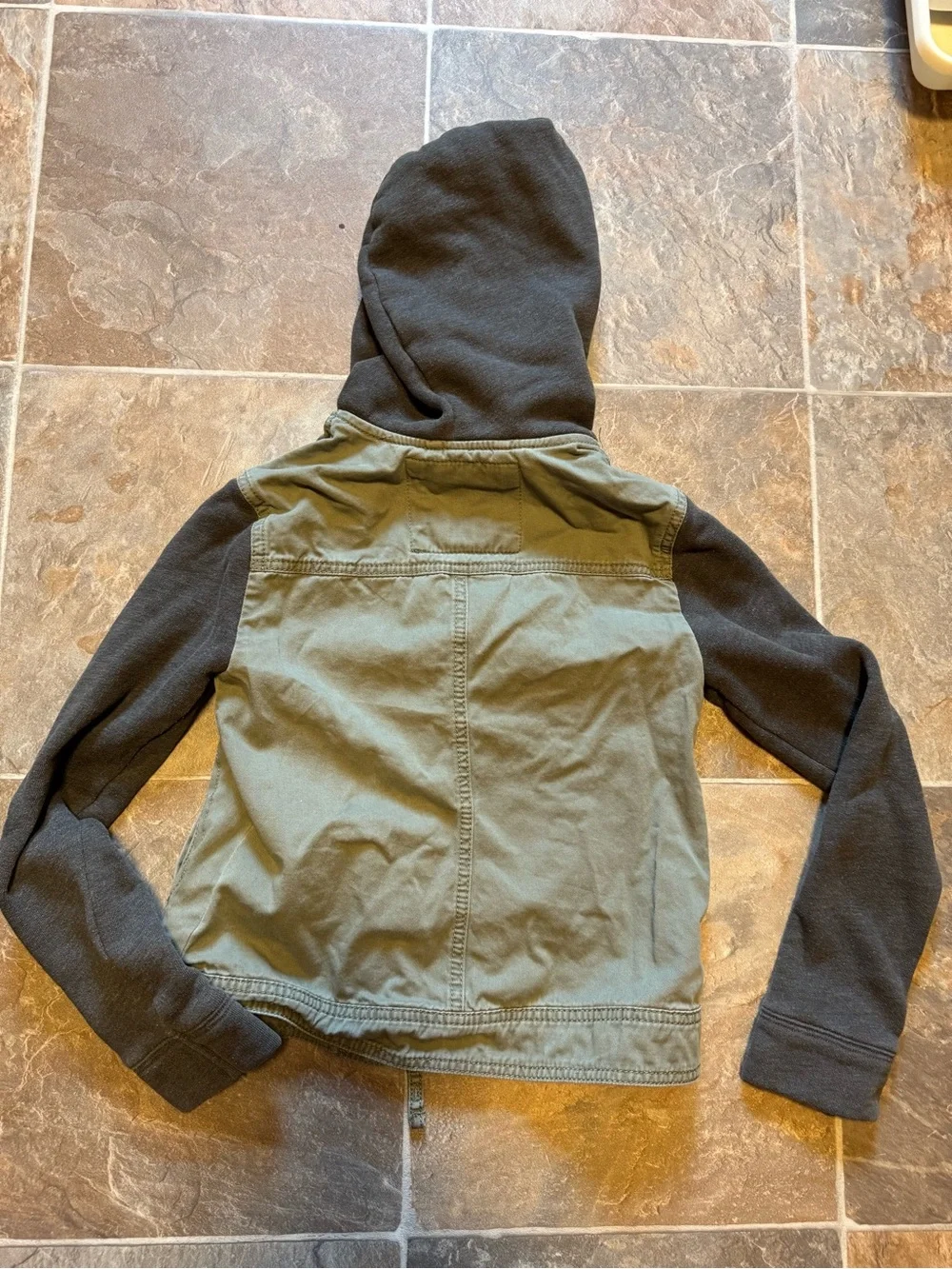 abercrombie kids Olive & Charcoal Hooded Jean Jacket